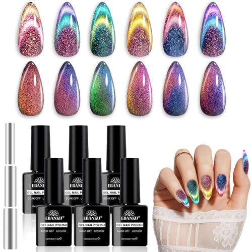 Set de 6 esmaltes magnéticos de gel 9D cat eye miniatura 1