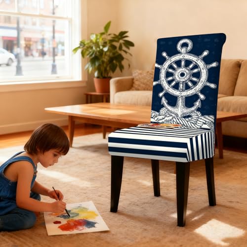 Image of Nuxovilar 4PCS Nautical Style Seaside Stretch Chair Covers 23.6x70in