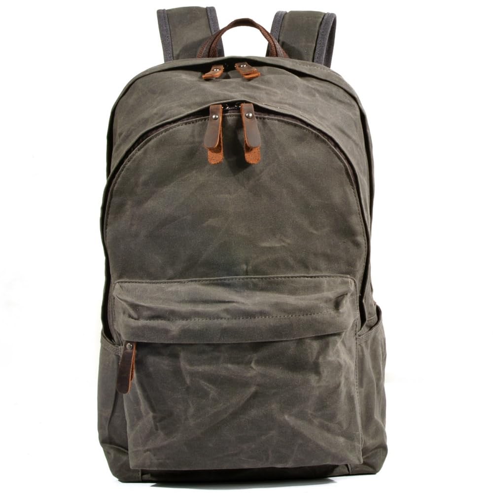 Oil Wax Canvas Backpack, Unisex, Large Capacity, Waterproof, For Travel and School, Japanese Modern Simple, Lightweight, Water Repellent, Multi-Functional Storage
