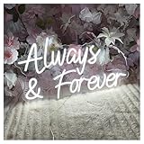 Luz de Diseño de Digital Always & Forever Letrero De Neón Luz LED Regulable Para Boda Pareja Romántica Dormitorio Día De San Valentín Arte De La Pared Decoración 15.75inx9.84in