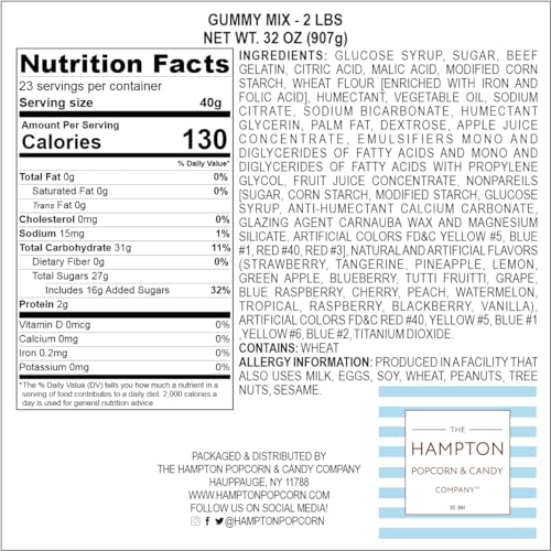Assorted Gummy Mix Candy, 2lb Bulk Bag, Gummy Bears, Assorted Gummy Candy, Gummy Rings, Sugared Bears, Gummy Candy Bulk, The Hampton Popcorn & Candy Company