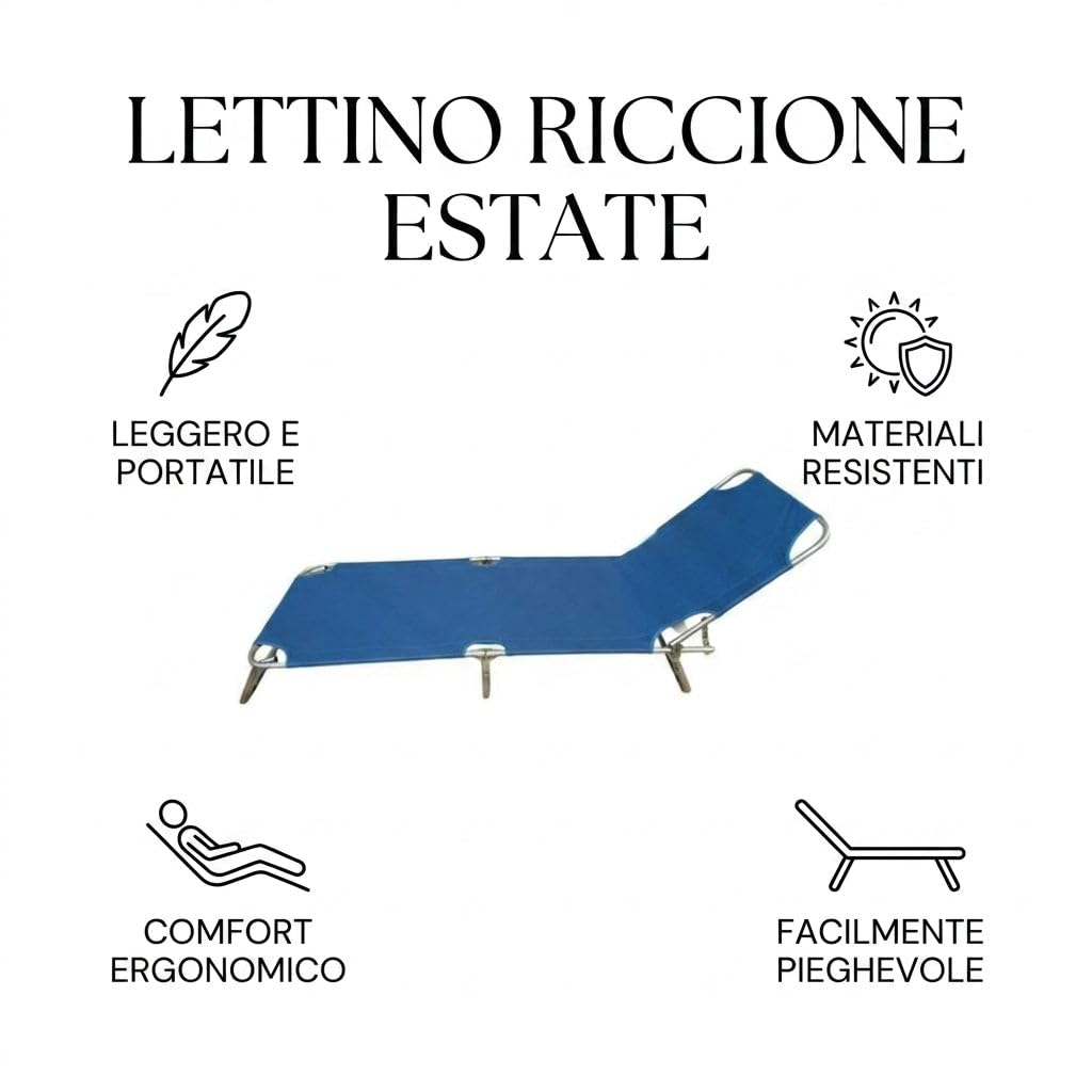 HEMAX Lettino Riccione Estate Sdraio Mare Pieghevole Prendisole Giardino