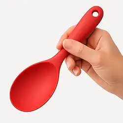 Colher De Arroz Silicone Duplo Resistente Panela Elétrica Utensílio De Cozinha e Talheres Vermelho ou Preto Colorido Multiuso Premium
