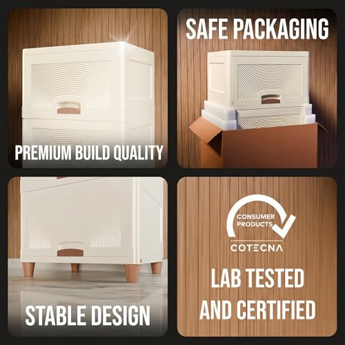 Image of Amazon Basics Multi-Purpose Large Organizer | Modular Storage Box for Clothes, Kitchen, Bedroom & Living Room | Stackable Rack, Space-Saving Wardrobe Cabinet (Off White), 1 Piece