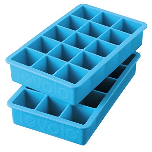 Tovolo Perfect Mold Freezer Tray of 1.25-Inch Cubes for Whiskey, Bourbon, Spirits & Liquor, BPA-Free Silicone, Fade Resistant, Set of 2, Ice Blue