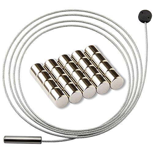 letoma – Vertical – Cuerda con colgador especial. fotográfico ultrastarke – Imanes de neodimio fotos rápido y fácil de colgar – magnético cuerda, Spezialclips, 100 cm /10 starke Magnete