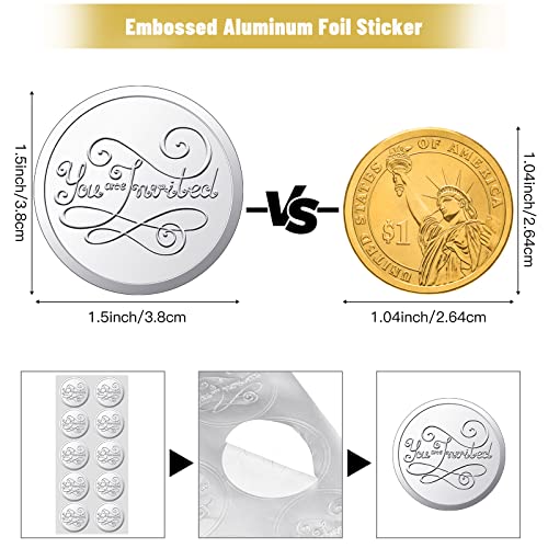 200 Pieces Envelope Embossed Sticker 'Re Invited Wedding Round Embossed Foil Seals Embossed Aluminum Foil Sticker Seal Are Invited Stickers For Envelopes Invitations Present Decoration (Silver) #TOP1