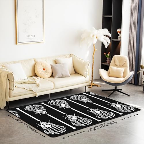 Tapete decorativo rectangular 150x200 cm negro y blanco miniatura 2
