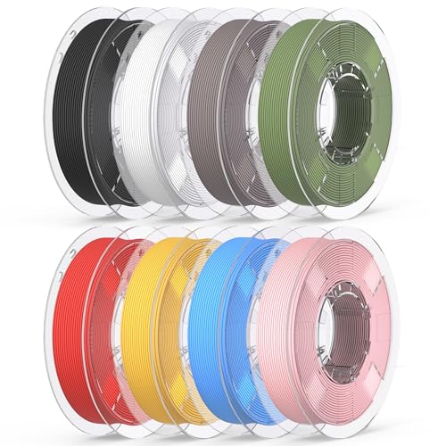 Image of RAMBERY Matte PLA Filament Bundle 1.75mm, 8 Colors 3D Printer Filaments Dimensional Accuracy + /- 0.02mm, 8 Pack Multicolors Fit Most FDM Printers, 200gX8 Spools