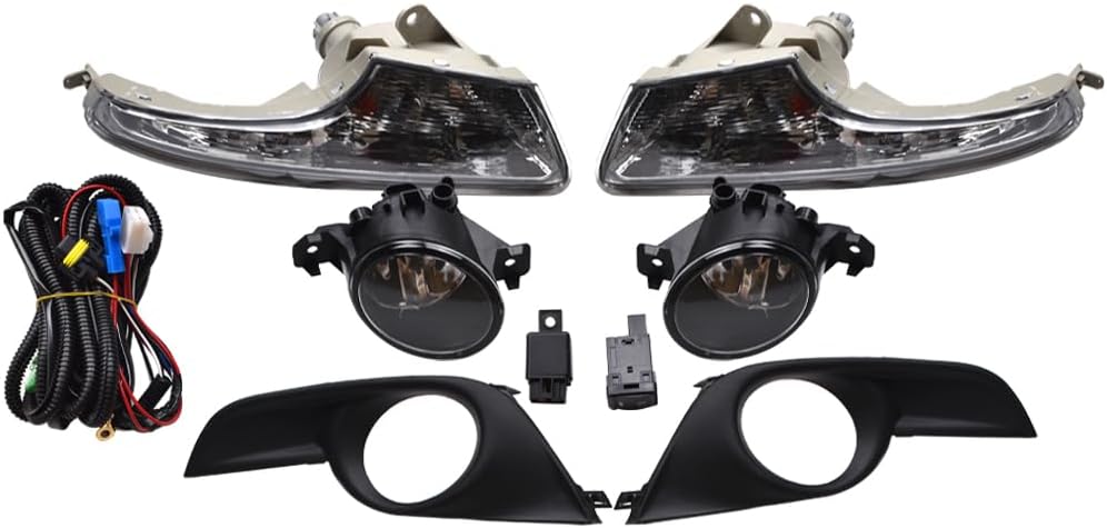 Clear Lens Fog Light Kit & LED Daytime Running Light Kit Fit for 2013-2015 Nissan Altima Pair Fog Light & Corner Turn Signal Lamp w/Wiring Harness and Switch