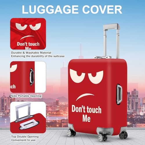 ANNA QUEEN Funny Luggage Cover, Don't Touch Me Red Face Design, Stretchable, Washable Travel Protector for 28-30 Inch Luggage3