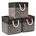 EZOWARE Cajas de Almacenaje, 3 Pcs Cesta Organizador Cubos de Tela Plegable con Manijas para Hogar, Oficina, Estanterías, Armarios, Ropa, Juguetes y mas - 33 x 33 x 33 cm (Gris/Negro)