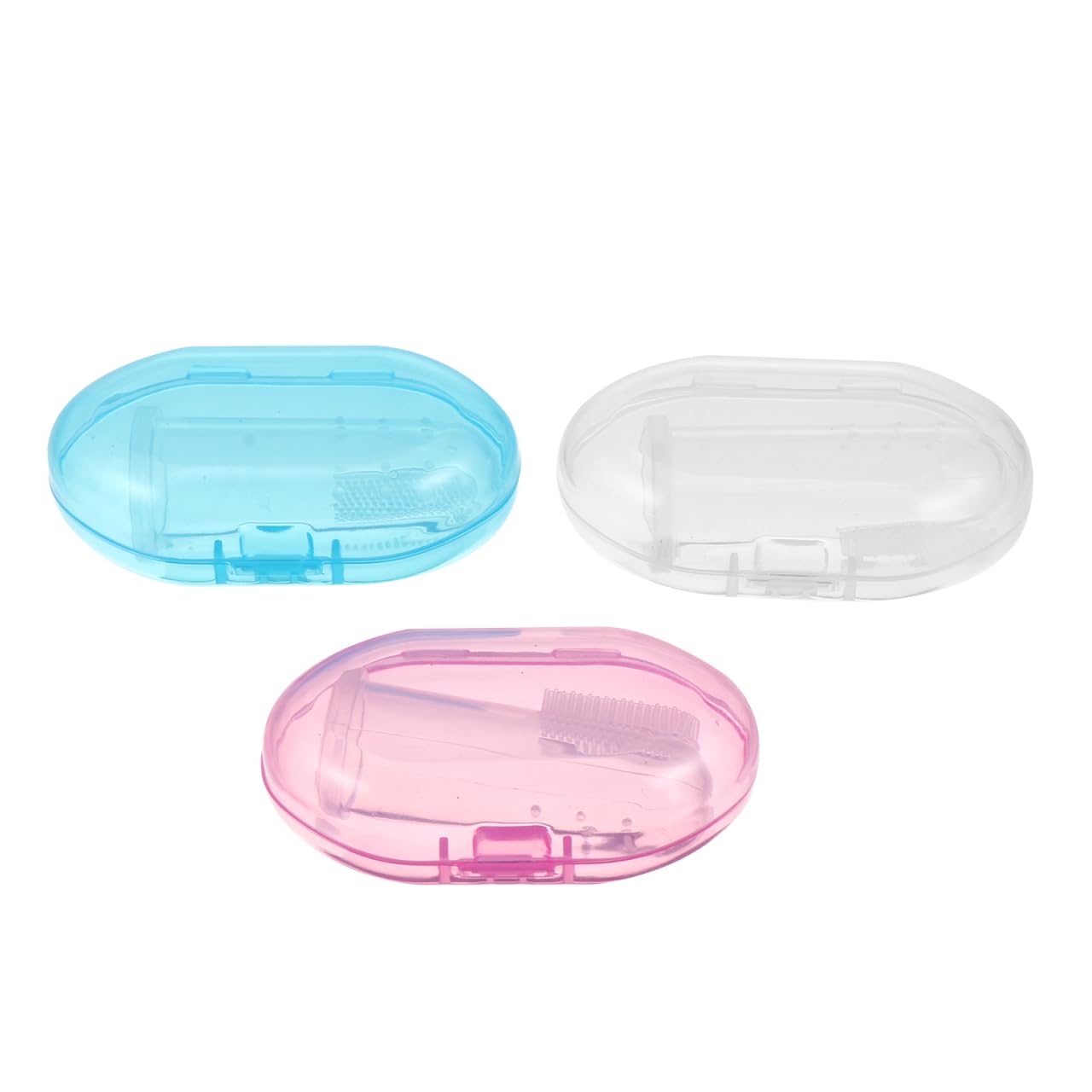 FRCOLOR Infant Oral Care Set 3Pcs Silicone Finger Toothbrush with Storage Cases Professional Teething Toothbrush for Newborns Toddlers