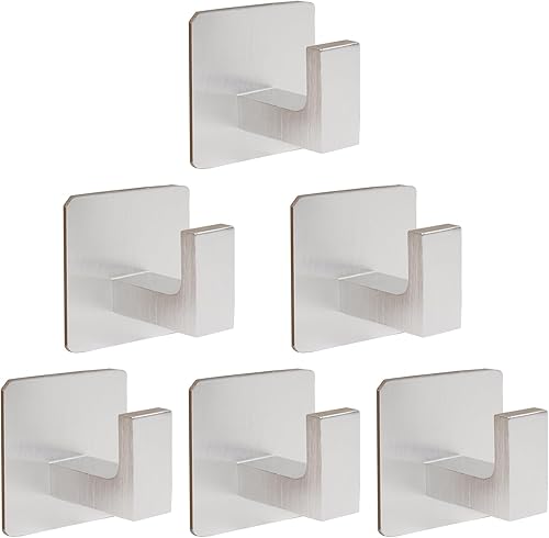 Miniatura 26 de Ganchos para Toallas de Baño, Paquete de 2 Ganchos Cuadrados Autoadhesivos para Abrigos, Gancho Resistente para Bata Sin Perforación, Colgador de