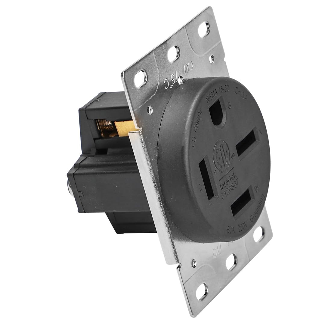 2pcs NEMA 15-60R,60 Amp 250V NEMA 15-60R Flush Mount Receptacle Black, Straight Blade, Industrial Grade, Black
