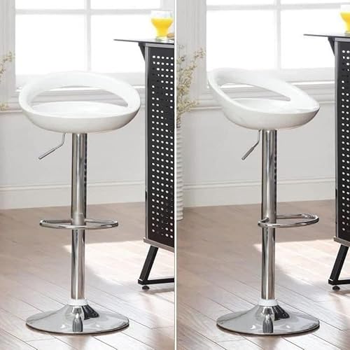 Miniatura 6 de MEILLEUREVIE Taburetes de bar, modernos taburetes giratorios ajustables, respaldo estilo luna, taburete de altura ABS elevador de gas, base de metal
