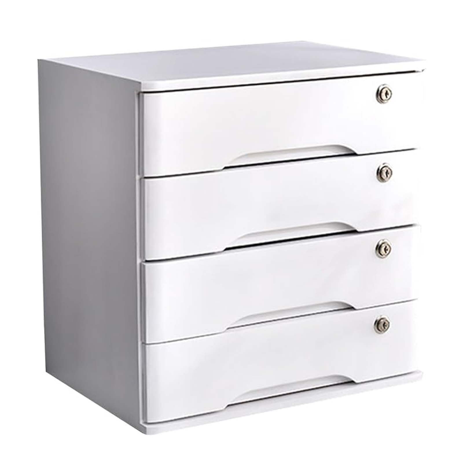GUODDM Solid Wood Desktop Storage Box With Lockable Drawer-style Four-tier Desktop Cabinet For Office Miscellaneous Documents And Files, Office Supplies Desk Accessories(C)