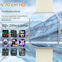 2026 Smartwatch Herren Damen, 1,85" HD-Touchscreen Smart Watch mit Telefonfunktion, 112+ Sportmodi Fitness Tracker, IP68 Wasserdicht Sportuhr mit Pulsmesser Schrittzähler für iOS Android,Cremeweiß Uhr – Ansicht 3