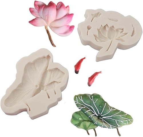 Miniatura 2 de Moldes de silicona de arcilla de loto, hojas de loto y chocolate, molde para hornear para decoración de pasteles, azúcar, manualidades, pasta de