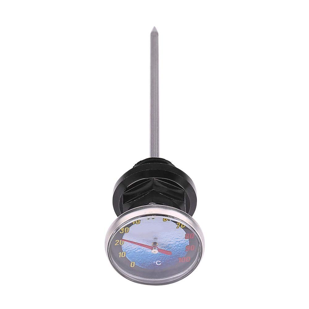 Astina dell'olio del motociclo Astina di livello dell'olio in lega di alluminio Indicatore di livello con termometro per motocicletta (Black)