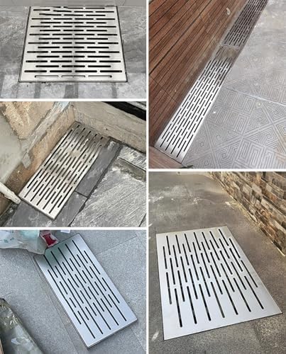 Grille de vidange d'extérieur rectangulaire en fonte pour drainage de terrasse