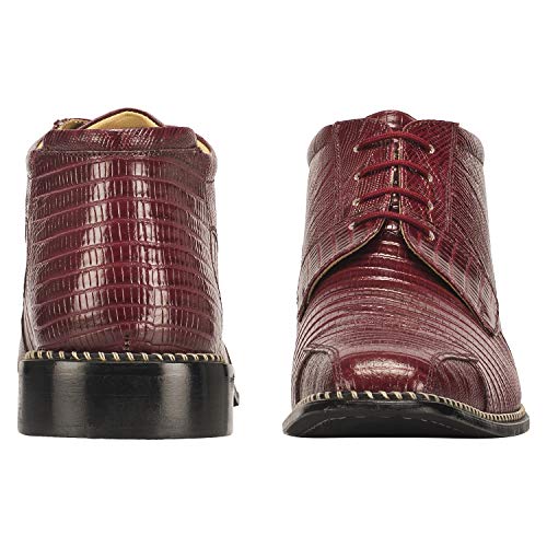 Image of LIBERTYZENO Mens Lizard Print Genuine Leather Adults Ankle Boots Lace Up Dress Shoes for Easter Gift
