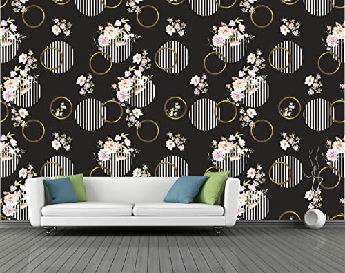 Image of CABANA HOMES Wall Stickers Botanical DIY Small Flower Wallpaper for Living Room (45 x 125 cm, 2 Rolls) (12 sq. ft) Decorative Self Adhesive Decals Home Decor Bedroom Drawing Room, Black