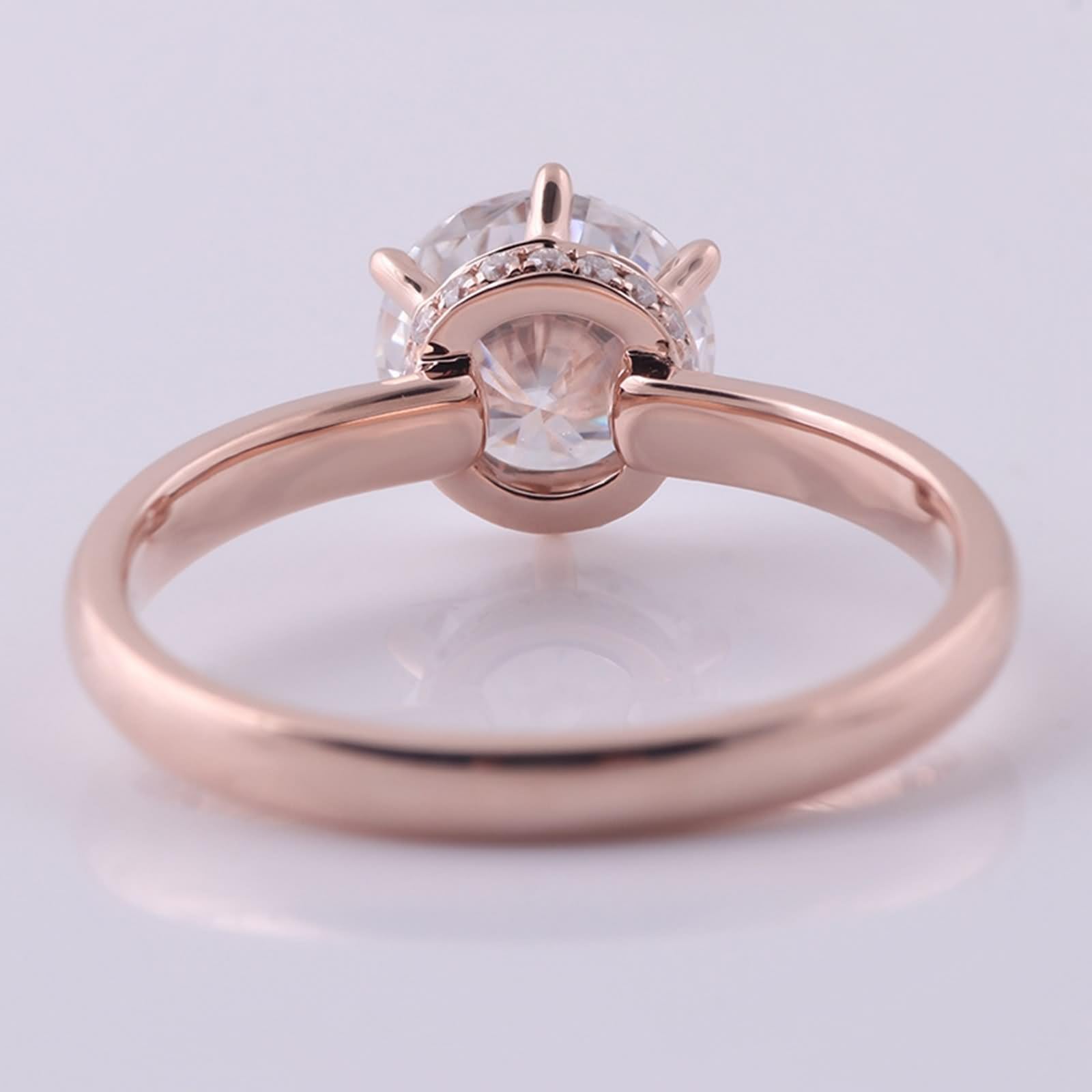 Anello di fidanzamento vintage, anelli da donna lucidati con 6 artigli, moissanite rotonda oro rosa
