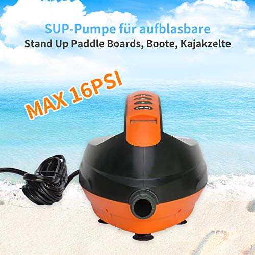 Tuomico 16PSI Hochdruck-SUP-Pumpe 12 V DC Intelligente zweistufige aufblasbare Stand-up-Board-Pumpe mit Zigarettenanzünder und Schlauch für SUP-Paddel und aufblasbares - Image 5