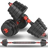 Adjustable Dumbbells, 22/33/44/55/66 Lbs Weight Set, Dumbbell Barbell 2 in 1, Solid with Rubbery Protective Cover, Easy Assembly and Save Space, Home Gym Equipment for Men and Women (66lb)