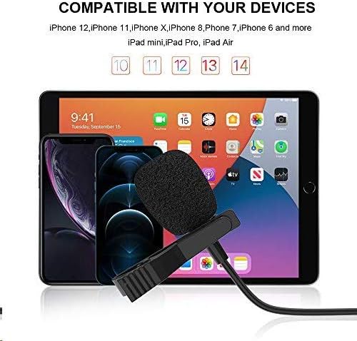 Professional lavalier Microphone for iPhone, Condenser Microphone for Phone Recording and Video Recording, lavalier Microphone for YouTube, interviews, Meetings, and iPhone/iPad/iPod (9.8 feet)
