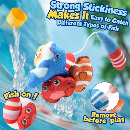 ZOOI Toddler Montessori Toys for 1-3 Year Old, 24PCS Cloth Fishing Game with Stacking Cups for Hand-Brain Coordination, Sensory Baby Toys 6-12 Months, 1-3 Year Old Girl Boy Birthday Gifts by ZOOI - Image 4