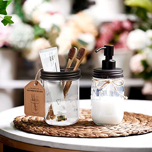 Amolliar-Mason-Jar-Toothbrush-Holder-Rustproof-Stainless-Steel-Holds-2-Toothbrushes-and-Toothpastewith-Chalkboard-Labels-Farmhouse-Decor-Bathroom-Countertop-and-Vanity-Storage-OrganizerBronze Amolliar Mason Jar Toothbrush Holder Rustproof Stainless Steel Holds 2 Toothbrushes and Toothpastewith Chalkboard Labels Farmhouse Decor Bathroom Countertop and Vanity Storage OrganizerBronze