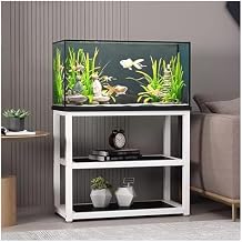 Heavy Duty White Fish Tank Stand for 10-20 Gallon Aquariums, Reptile Terrarium Rack with Storage, Floor-Standing Aquarium Table 55x35 cm