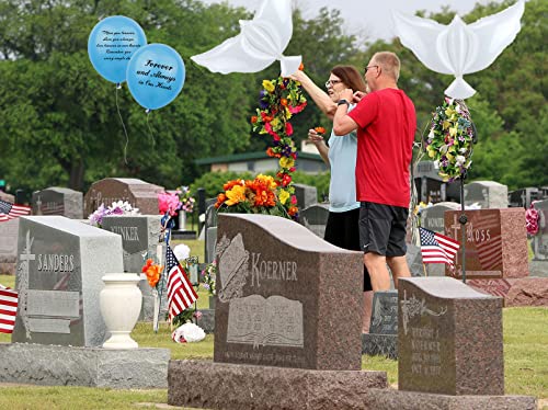 Image of 26 Pieces Blue Memorial Biodegradable Funeral Remembrance Balloons and 41.3 Inch Dove Balloons for Release to Celebrate Life, Bereavement, Condolences, Anniversary services
