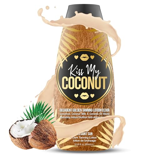 Kiss My Coconut - Tanning Bed Lotion, Skin Softening Golden Tan Intensifier with Coconut Milk & Cocoa Butter, No Bronzer, Unisex Hydrating Indoor/Outdoor Accelerator by Elegant Sun
