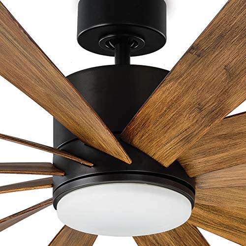 Windflower Smart Indoor And Outdoor 12-Blade Ceiling Fan 80In Matte Black Distressed Koa With 3000K Led Light Kit And Wall Control Works With Alexa, Google Assistant, Samsung Things, And Ios Or Android App #TOP4