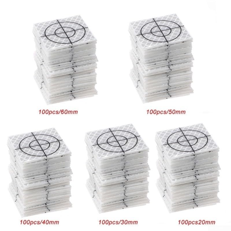 100Pcs Survey Targets Reflector, Target Sheets Reflective Tape Total Stations Reflective Adhesive Target Sheets for Ship Inspection Building Construction(6cm*6cm)