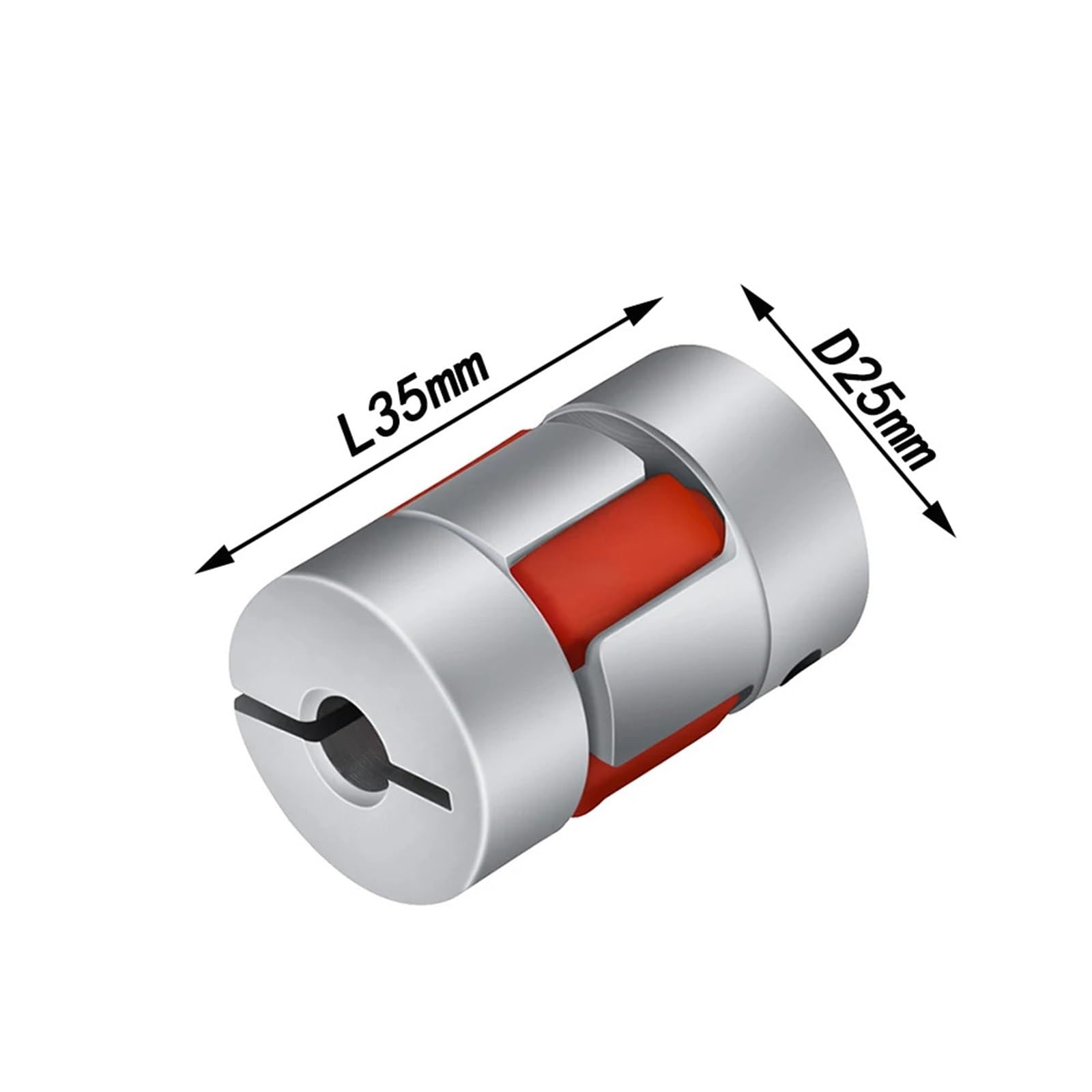 Giunto D25 L35 Giunto flessibile for albero motore in alluminio a tre griffe 5/6/6,35/8/10/12 mm 1 pz(5x9.525)
