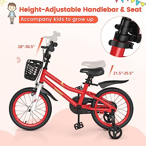 Image of BABY JOY Kids Bike, 12 14 16 18 Inch Boys Girls Bike for 3-8 Years w /Training Wheels, 20 Inch Children Bicycle for 8+ Teens w /Kickstand, Handbrake, Coaster Brake & Removable Basket, Sporty Bicycle