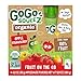 GoGo squeeZ Organic Applesauce and Fruit Puree, Apple Strawberry, 3.2 oz (Pack of 4), Unsweetened Organic Fruit Snacks for Kids, Gluten Free, Nut Free and Dairy Free, Recloseable Cap, BPA Free Pouches