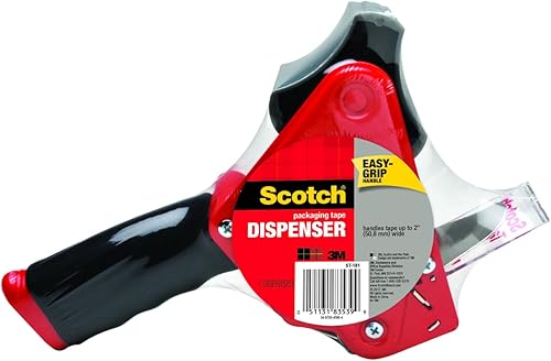 Scotch Dispensador de cinta de embalaje para cinta de hasta 2 anchos sin cinta incluida (ST-181), color rojo