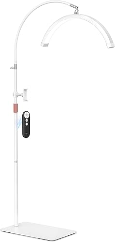 Miniatura 8 de Luz de media luna para tecnología de pestañas, luz esteticista de cuello de cisne con soporte para teléfono para arte de pestañas, tatuajes de uñas,