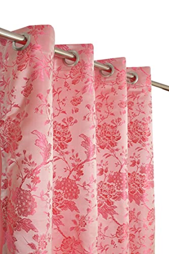 Image of FRESH FROM LOOM Room Darkening Door Curtains 12 Feet Long,Big Window Curtain Premium Polyester Rod Pocket Weaved Parda|Modern Parde for Living Room Bedroom|Home Office Jacquard Screens(Pink,12ft,1pc)