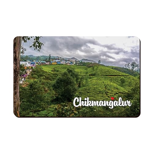 Image of Elegant Fridge Magnet with Themes |Rectangular Size Refrigerator Magnet with Magnetic Rubber Back | Pack of 1, 8.6cm X 5.4cm (Chikmangalur - Design 7)
