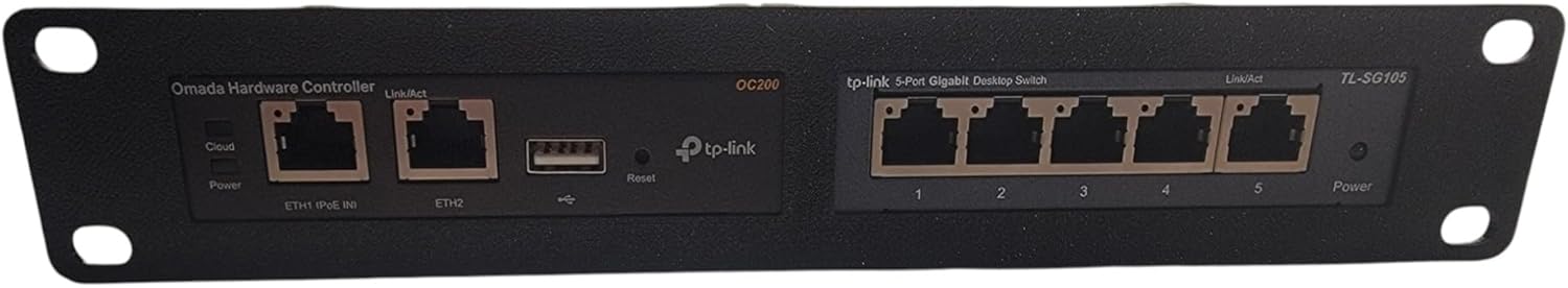 Blazin3D 10" 1U Dual Network Rackmount Kit for TP-Link Switches, fits OC200, TL-SG1005P, TL-SG105, TL-SG105E (Black)