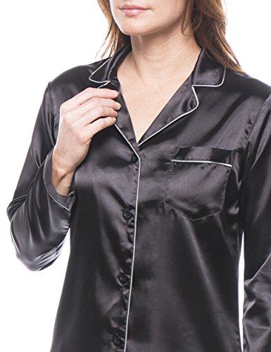Satin Pajamas For Women - Silky Soft Pajama Set For Women - Black - Xl #TOP2