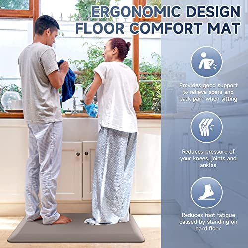 Image of 4 /5 Inch Thick Kitchen Mats for Floor, StepRite Kitchen Rug for Standing Desk, Non-Slip, Thicker, Stain & Water Resistant, Comfort Anti Fatigue Floor Mat for Home, Kitchen, Office - Khaki,70 * 24''