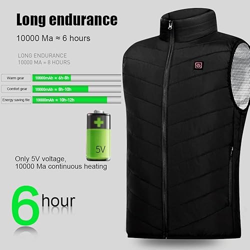 Miniatura 2 de Heated Vest for Men Women 9 Heating Zones Lightweight Heated Jacket with 3 Heat Levels USB Charging No Battery