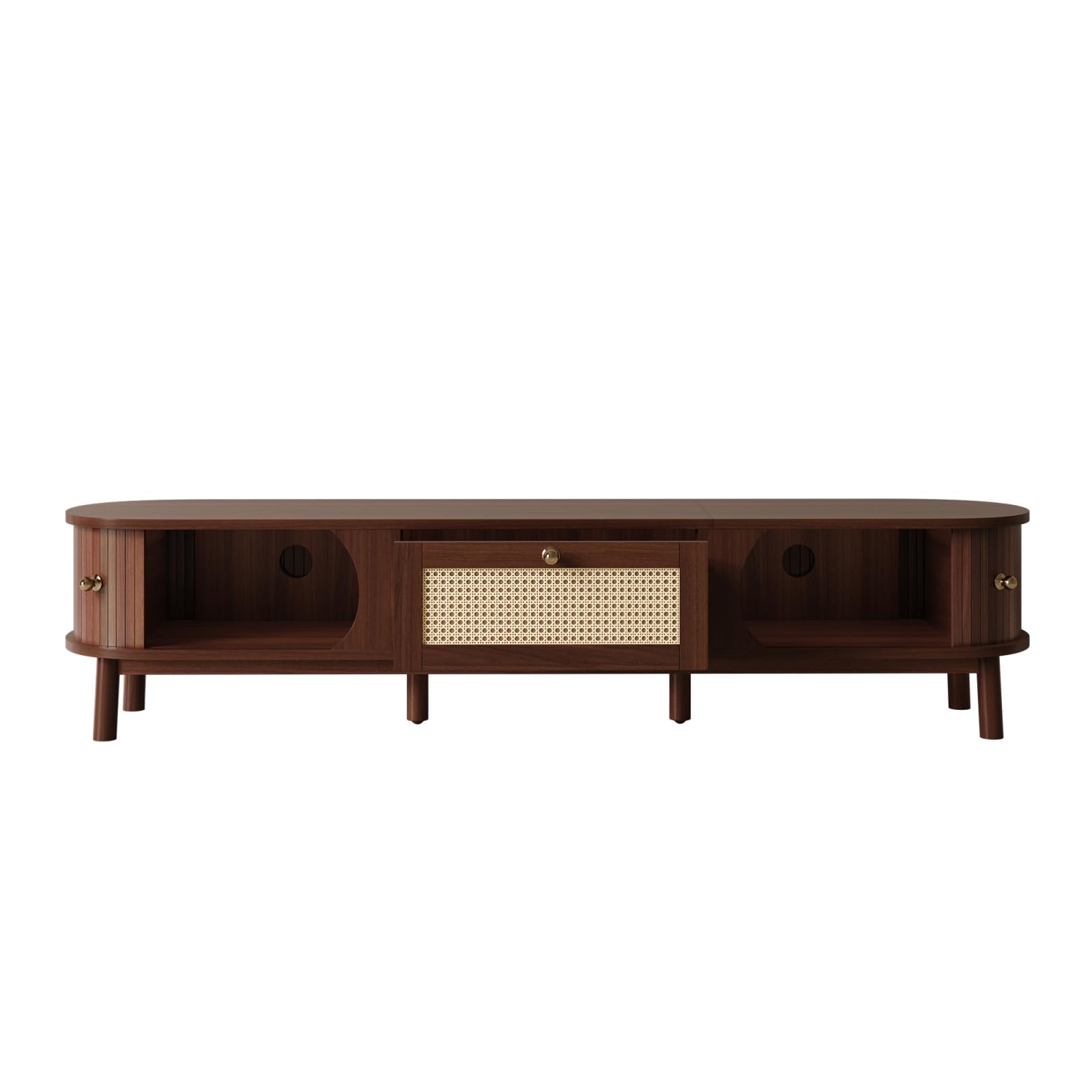 PUGSDRLY Meuble TV avec tiroirs 170 L x 39,5 B x38 H, TV Table pour Salon avec 2 Portes (Natural)